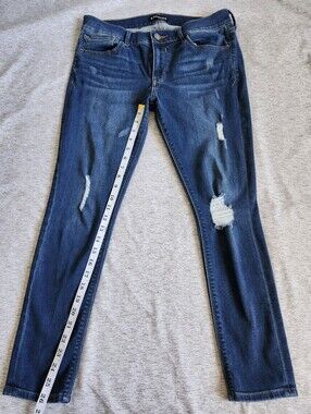 EXPRESS Super Soft Ankle Legging Jeans Women's Size 10 Blue Mid Rise Distressed